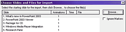 Choose Slides and Files for Import