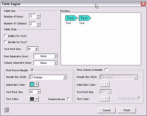 Table Engine in Graphicae