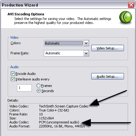 AVI Encoding Options