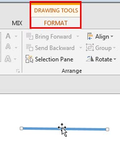 Line shape inserted and selected