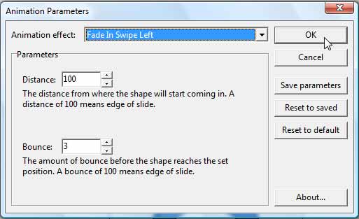 Animation Parameters dialog box