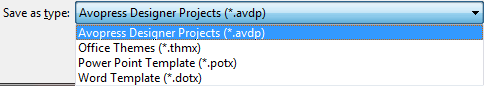 Save as type drop-down menu