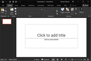 Black Interface in PowerPoint 2016 for Windows