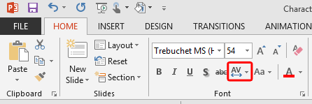 Character Spacing button