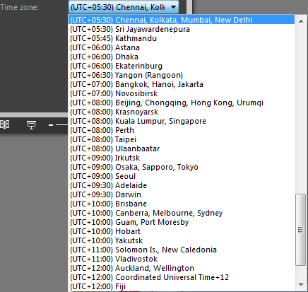 Time zone list